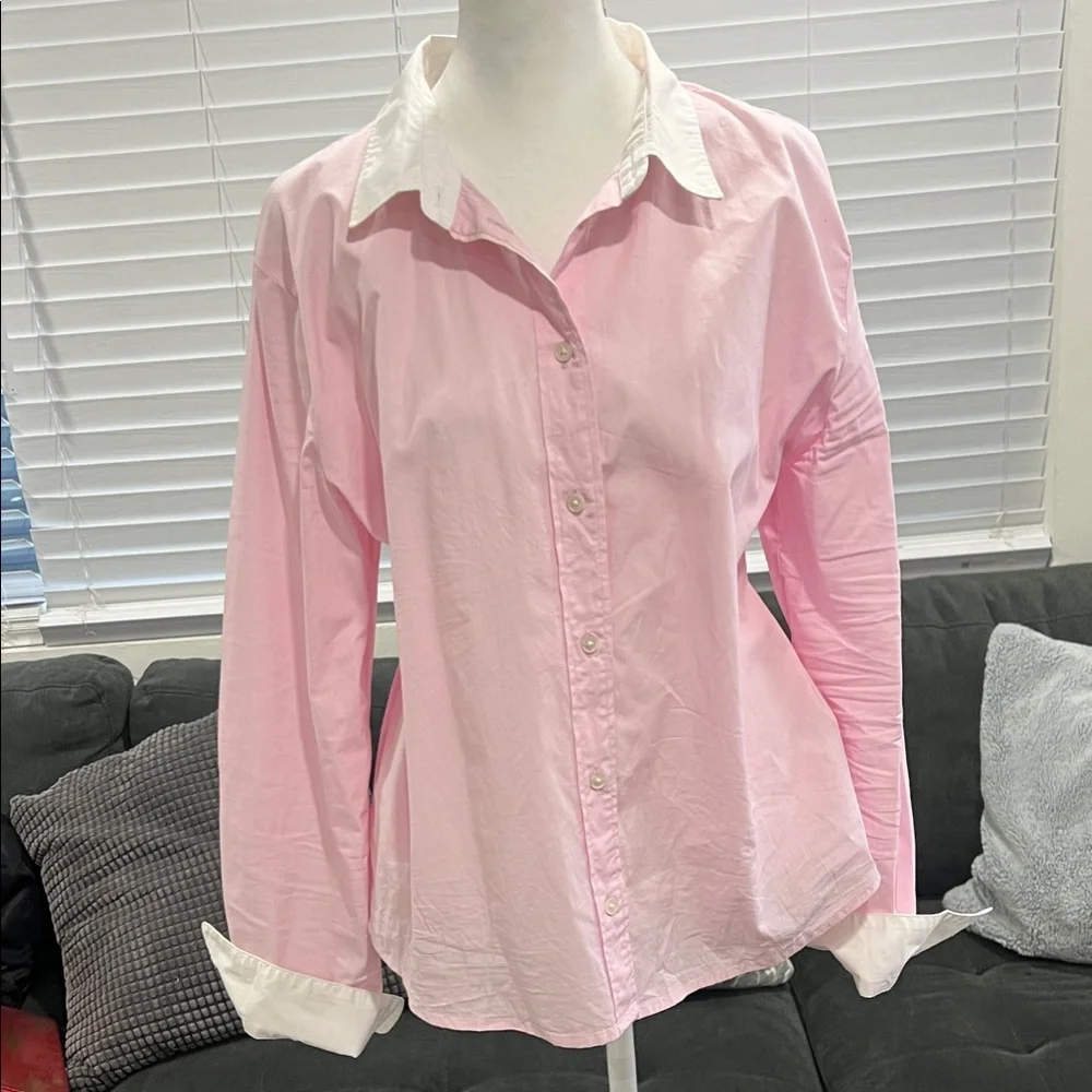 J. Crew Light Pink and White Button-Down Shirt